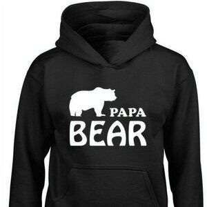 New Papa Bear Black Hoodie Fleece Sweatshirt